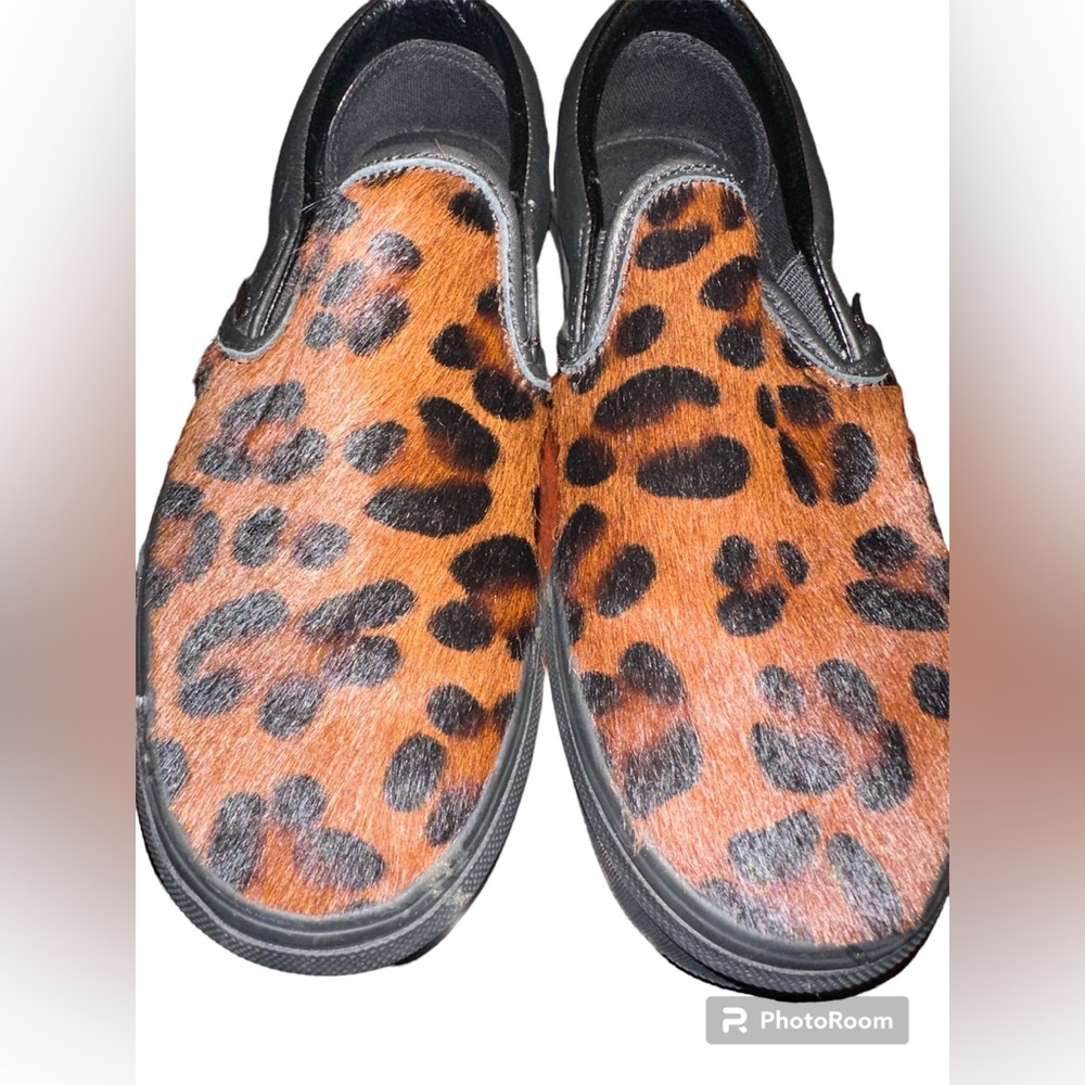 Pony Hair Leopard Print Vans Shoes size 8